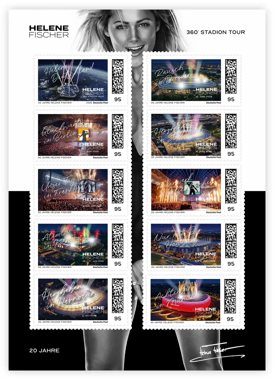 Mayolove Projects - Helene Fischer - Briefmarken Sammlerbogen Stadien